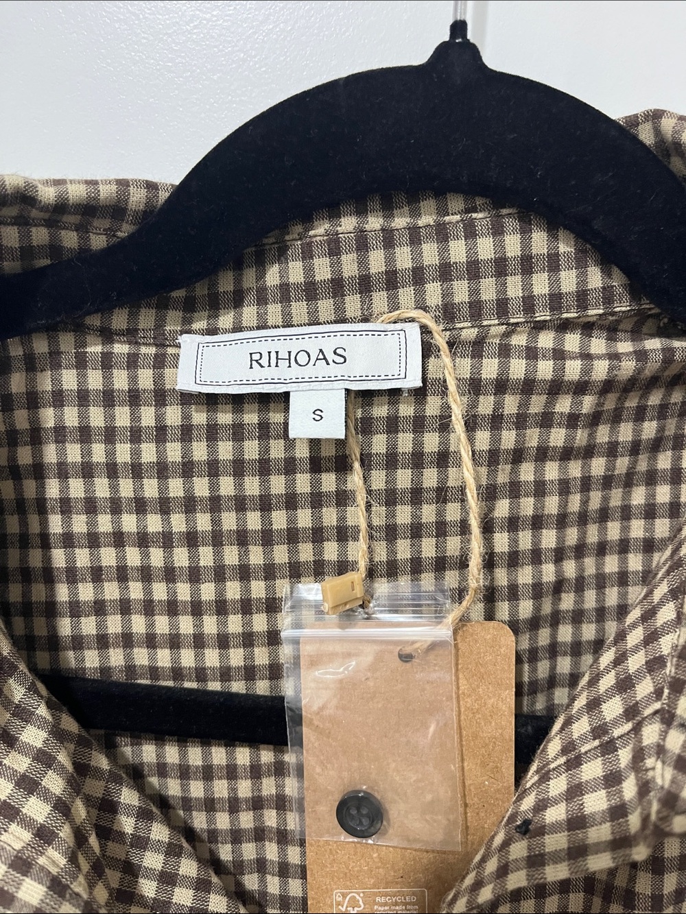 Rihoas NWT Brown Plaid Button Down Pleated Midi Dress S - Picture 3 of 14